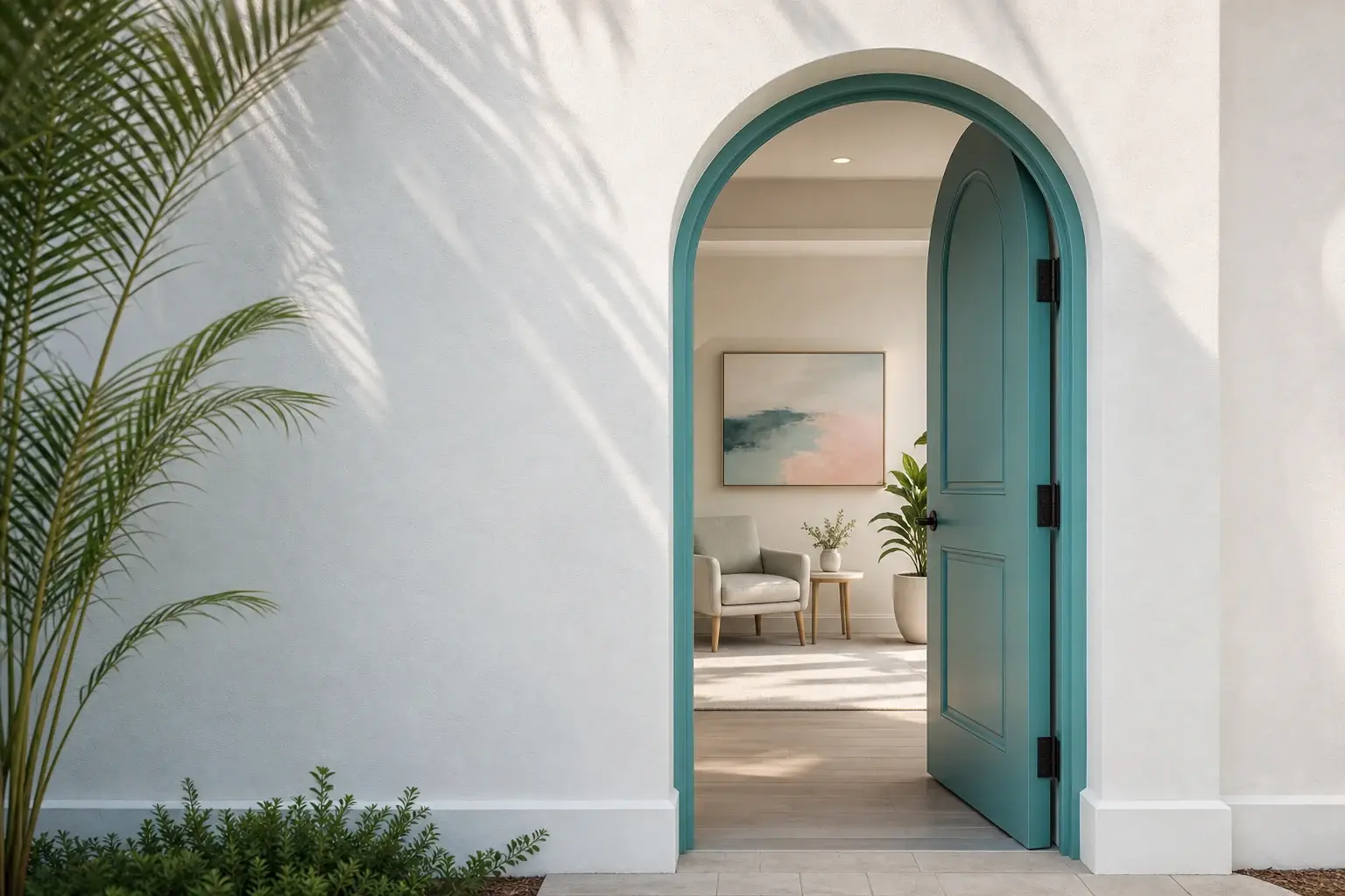 An open doorway leading into a quiet consultation room